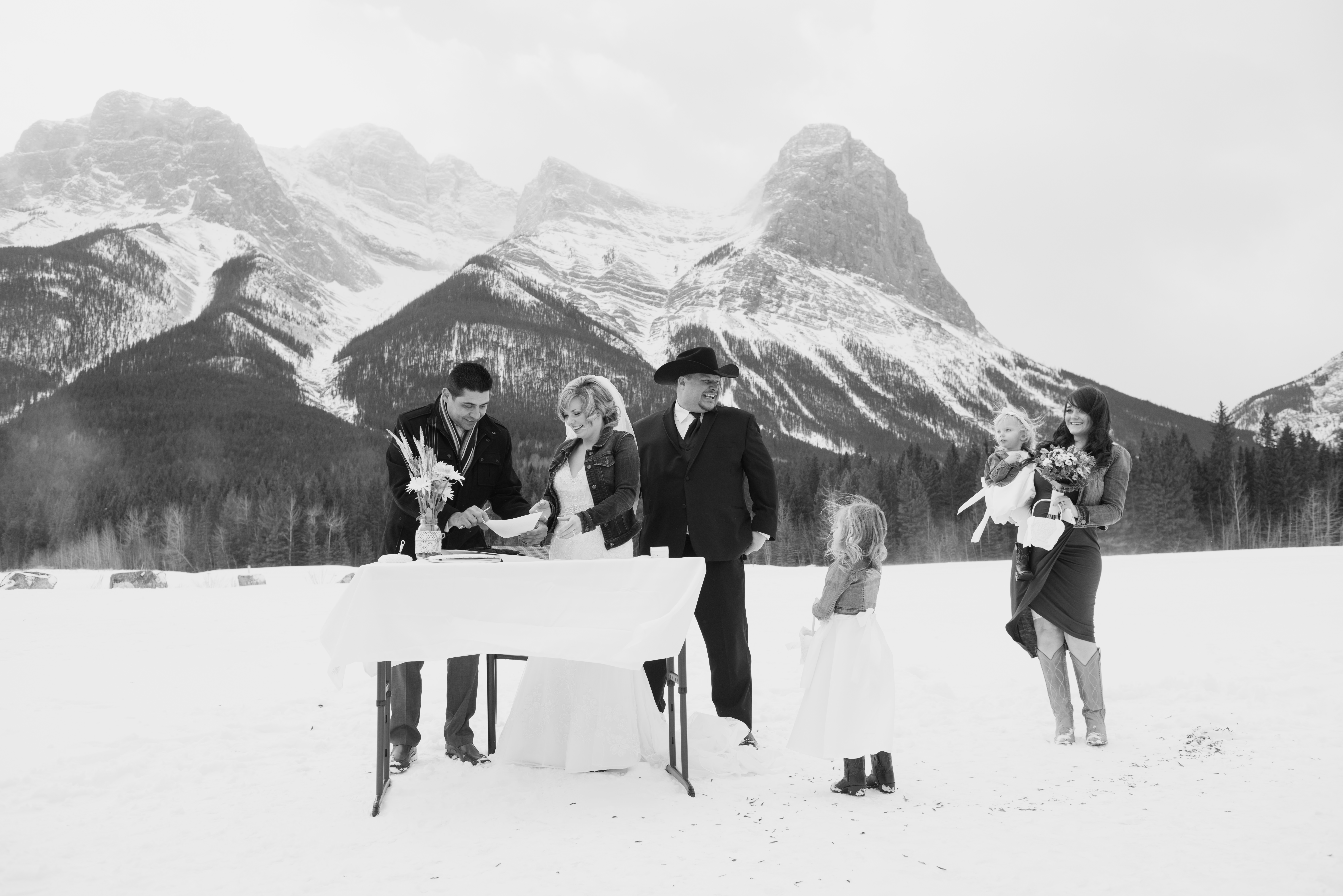 Canmore winter wedding Rocky Mountains