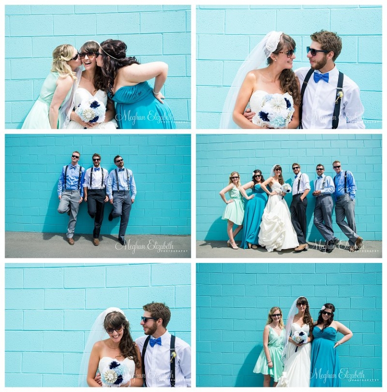 Blue Wall Urban Wedding Party Photos