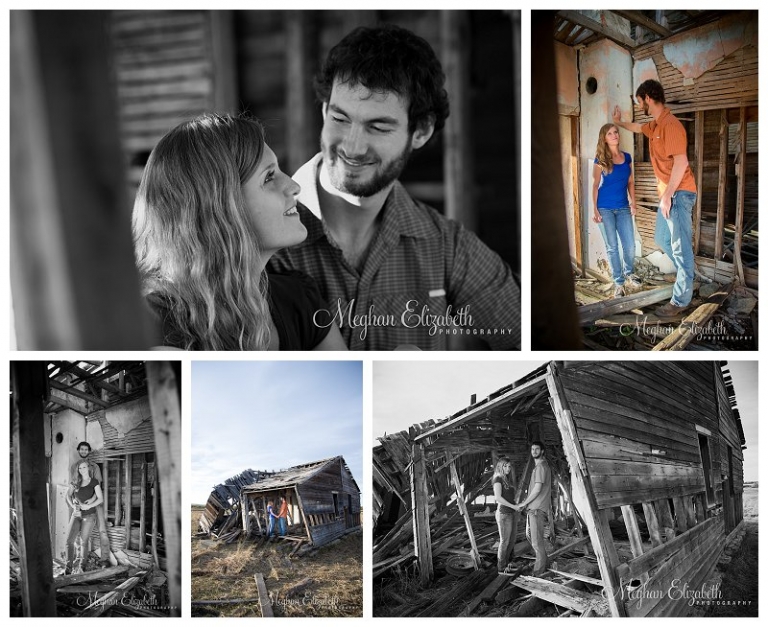Engagement photos in broken down house